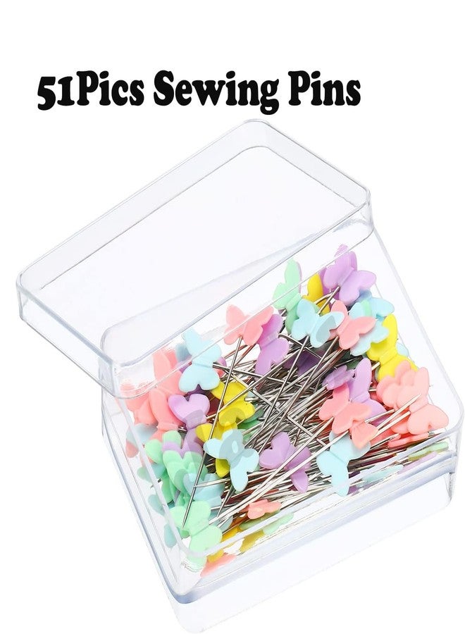 Jasol 50 Multicolor Straight Pins - 1.5Inch Long Quilting Pins for Craft, Dressmaking & Other Crafts - Butterfly Type - Image 2